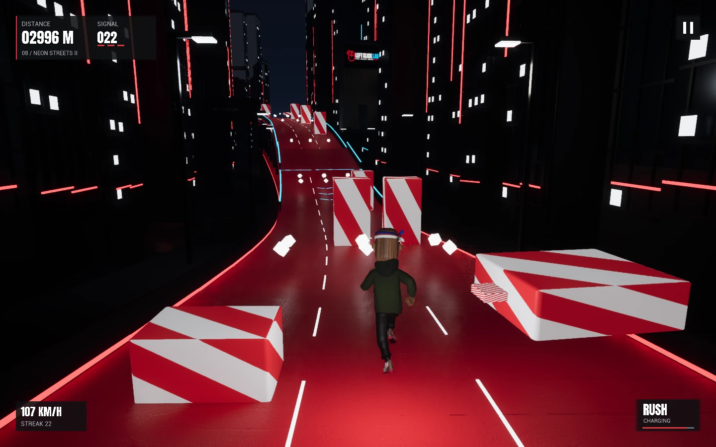 NOID RUNNER on the red course through Neon Streets II