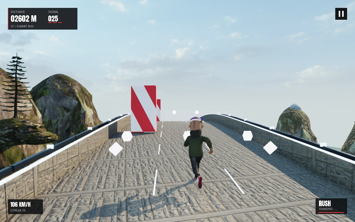 NOID RUNNER climbing the elevated mountain road in Summit Run